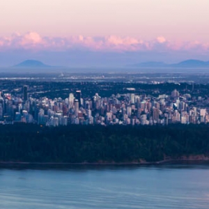 City skyline Sunset Vancouver