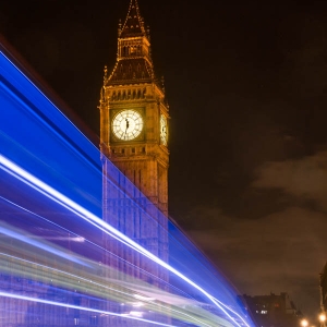 Architecture Big Ben blue blur bus Clock England London long exposure slow shutter tower traffic United Kingdom